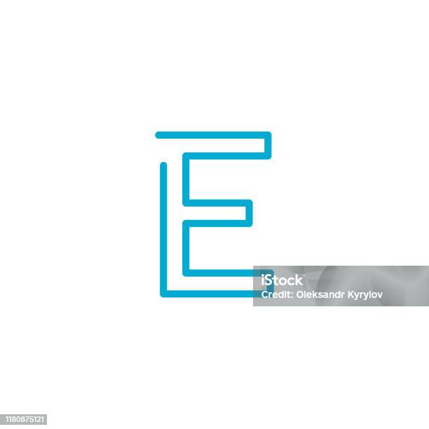 Linear Geometric Outline Alphabet Letter E Simple Logo Design Blue ...