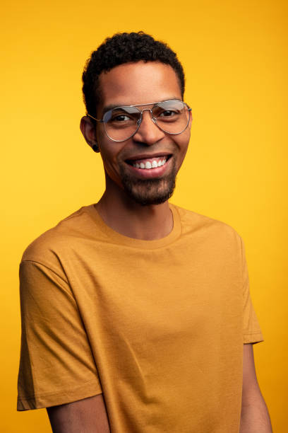 istock Cheerful black guy in glasses 1180883883