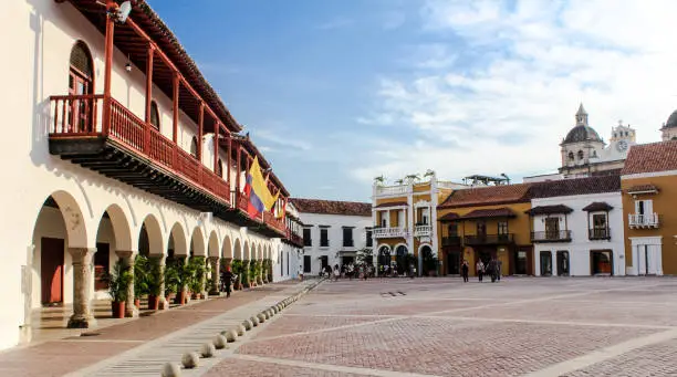 Square in the walled city in Cartagena, Colombia