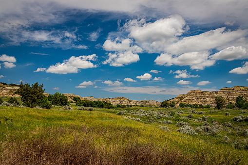A panoramic view from the scenic drive at the North Unit of Theodore Roosevelt National Park in western North Dakota.