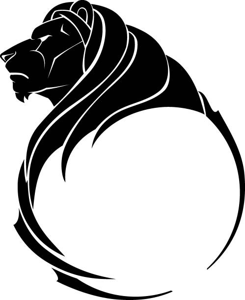 Lion Growl Side View, Emblem Isolated vector illustration of abstract calligraphic style lion silhouette angry cat silhouette stock illustrations