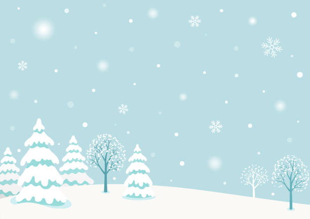 bildbanksillustrationer, clip art samt tecknat material och ikoner med snöiga vinterskogen landskap bakgrund - winter wonderland