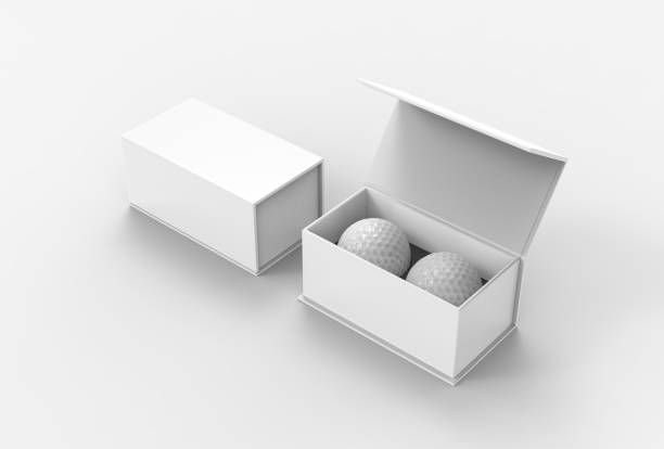 istock Golf balls gift paper box for promotional branding. 3d render illustration. 1180894549
