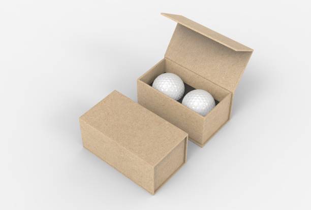 istock Golf balls gift paper box for promotional branding. 3d render illustration. 1180894591