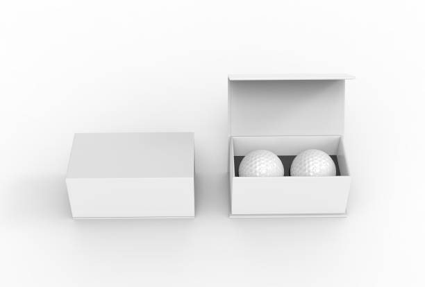 istock Golf balls gift paper box for promotional branding. 3d render illustration. 1180894596
