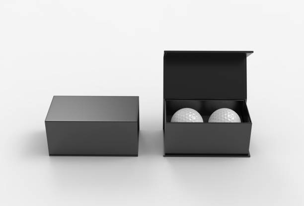 istock Golf balls gift paper box for promotional branding. 3d render illustration. 1180894608