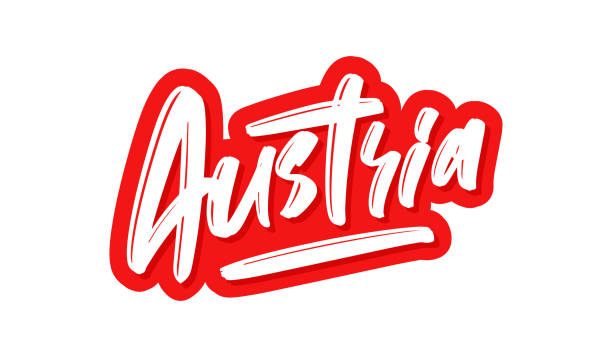 istock Austria modern brush lettering text. Vector illustration logo for print and advertising 1180897845