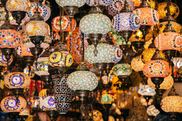 istock Mosaic colorful Ottoman lamps in Bazaar 1180904124