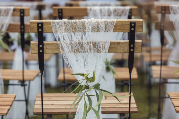 Lace Detail On Chairs At Wedding Ceremony At Outdoor Australian Wedding