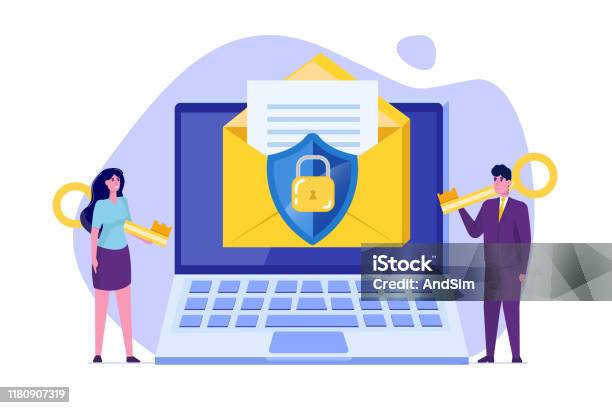 Email Encryption Graphics Protecting Computer Data Email Encryption Concept Vector Illustration ...