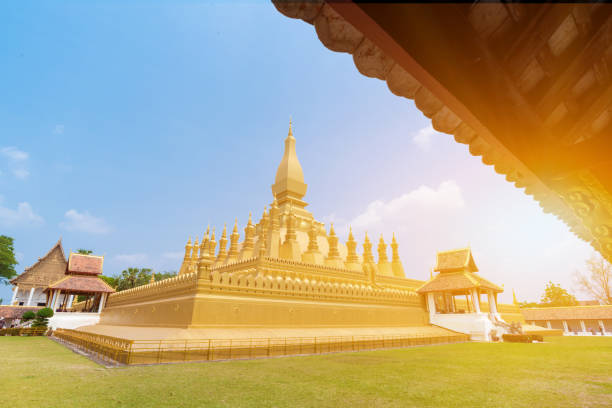 istock Beautiful Architecture at Pha That Luang Temple in Vientiane, Laos 1180909349