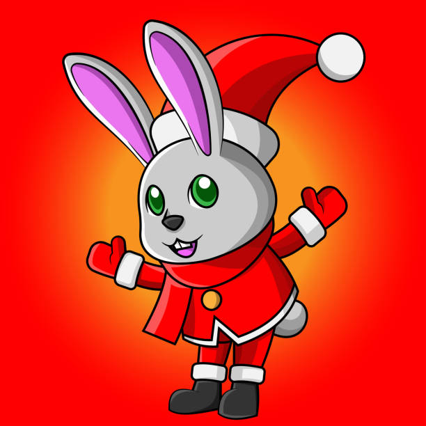 istock Illustration of cute cartoon rabbit wearing a Christmas costume 1180911310