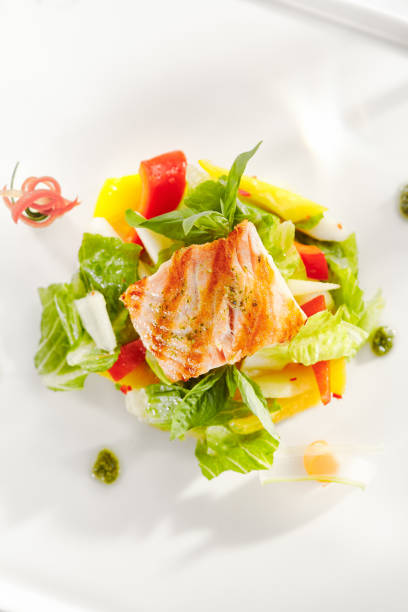 istock Warm Salad with Grilled Salmon and Vegetables 1180913039
