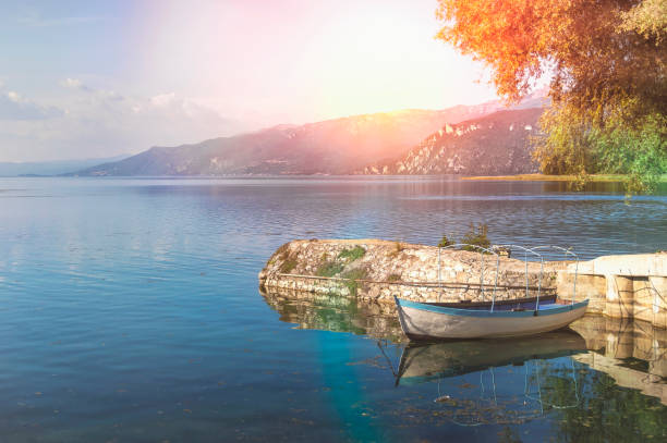 Ohrid lake in Macedonia at sunset