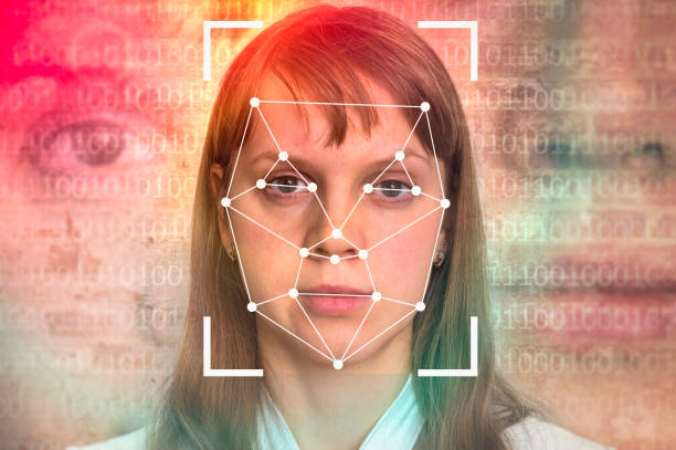 istock Woman face recognition - biometric verification concept 1180918361