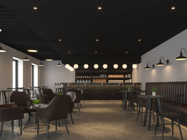 istock Industrial loft style coffee shop 3d render 1180919343