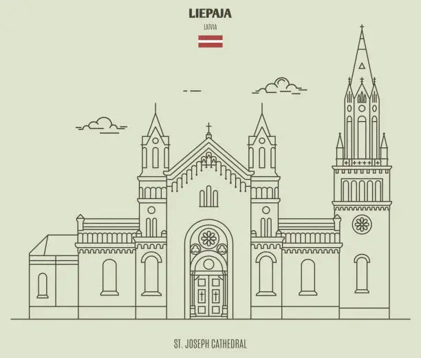 Vector illustration of St. Joseph Cathedral in Liepaja, Latvia. Landmark icon