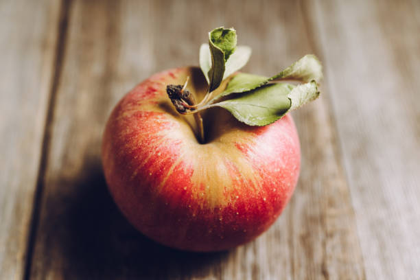 istock Freshly harvested ripe apple on the rustic wooden background 1180922109