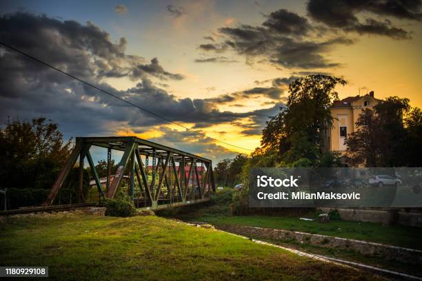 Sunset In Town By The River Stock Photo - Download Image Now - Ancient, Architecture, Backgrounds