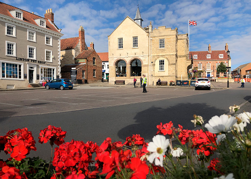 Malton. United Kingdom. 09.08.19. The main square in the picturesque market town of Malton in North Yorkshire in the northeast of England.