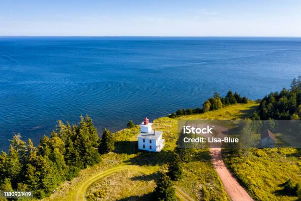 Aerial View Of Rocky Point Lighthouse Prince Edward Island Canada Stock Photo - Download Image Now
