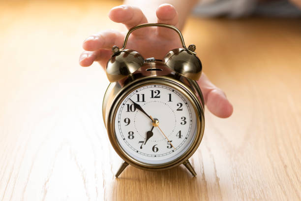 istock Stop the alarm clock in the bedroom. 1180931422