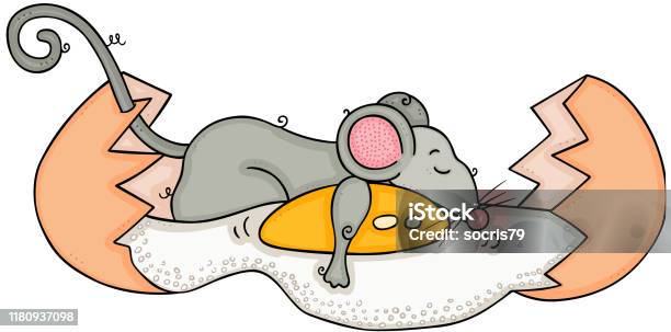 Ilustración de Pequeño Ratón Durmiendo En Huevo Roto y más Vectores Libres  de Derechos de Acostado - Acostado, Alimentar, Alimento - iStock