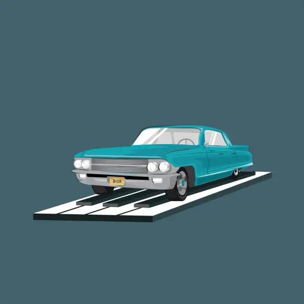 Vector illustration of car on the piano