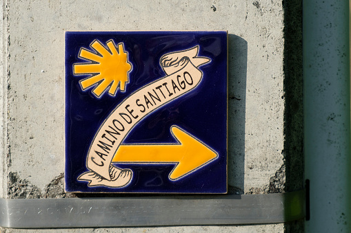 ceramic tiles with insignia of the Way of St. James on the St. James' Way