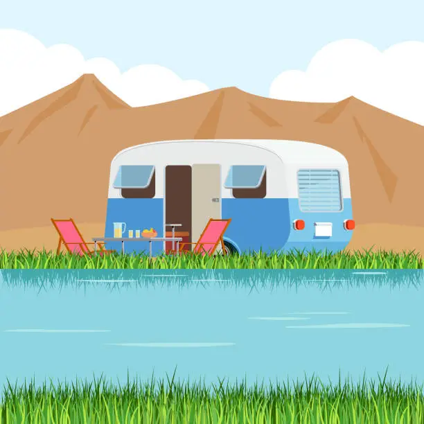 Vector illustration of Caravan Lake Vector