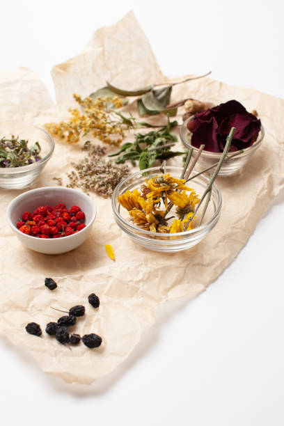 istock Herbal medicine ingredients on a white background 1180951394