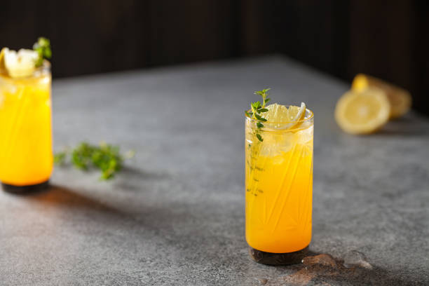 Lemon  liqueur limoncello with ice