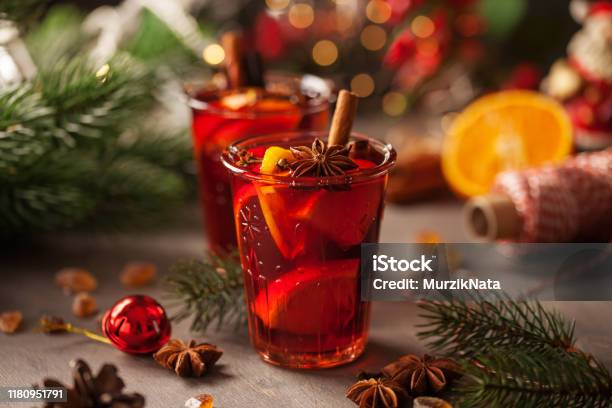 Christmas Mulled Wine With Spices Stock Photo - Download Image Now - Christmas, Cocktail, Punch - Drink