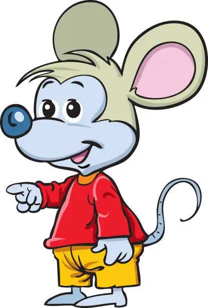 Vector illustration of Vector illustration of cute cartoon little mouse on white background.