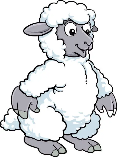 Vector illustration of Cartoon sheep. Cute lamb isolated on white background.