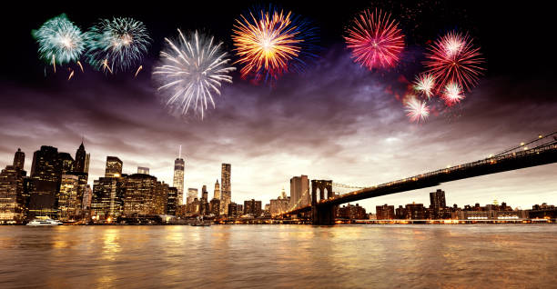istock Fireworks over Lower Manhattan, NYC, USA. 1180952887