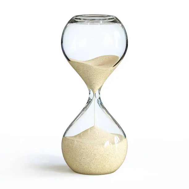 Photo of Hourglass on white background, sandglass