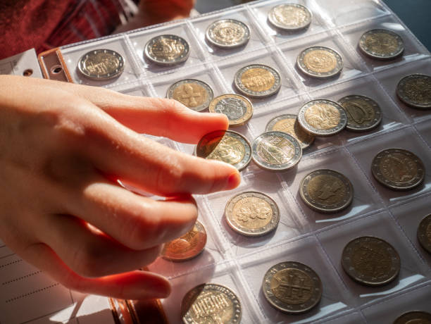 Euro coins collection stock photo