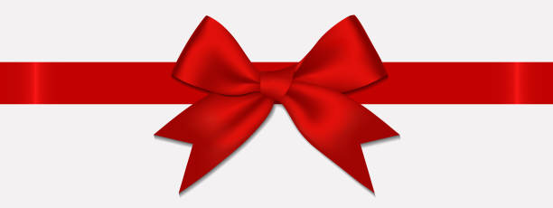 ilustrações de stock, clip art, desenhos animados e ícones de realistic decorative shiny satin red ribbon bow, isolated on white background - abstract backgrounds bow greeting card