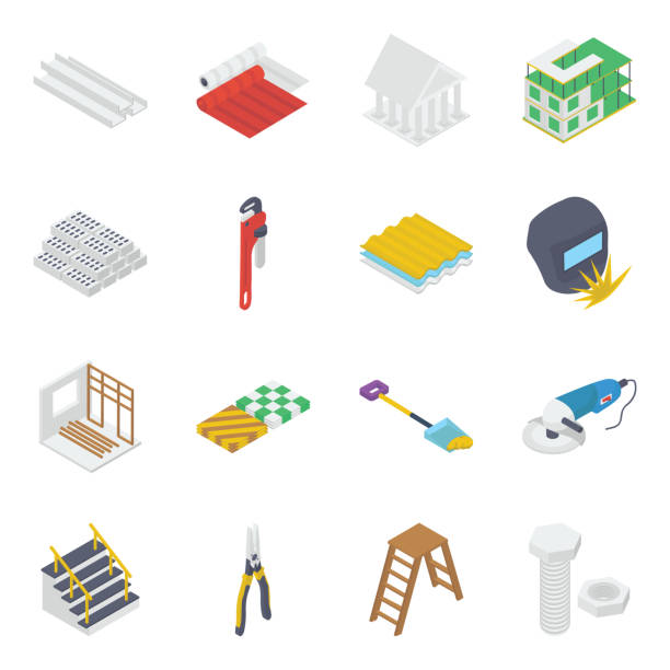 Construction Instrument Isometric Icons Pack Isometric icons set of construction tools and instrument. Uses of these vectors are versatile. Download and use instantly. vernier calliper stock illustrations