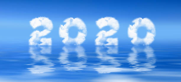 istock 2020 written with clouds, new year and holiday greeting card 1180959957