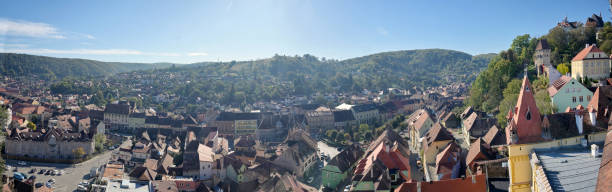 istock Sighisoara, Romania, October 12, 2019: Medieval Saxon Fortress Panoramic View 1180965928