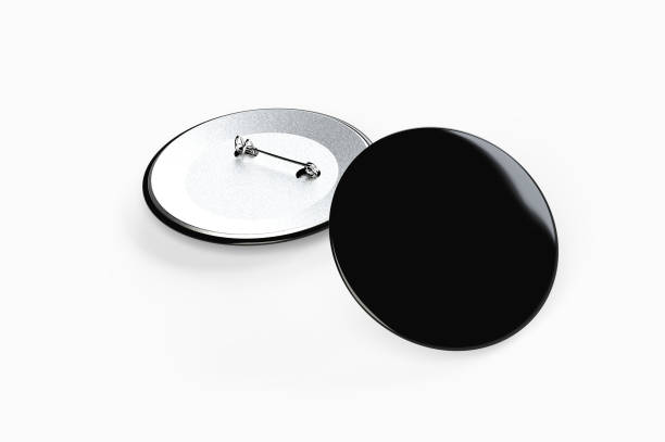istock Empty pin badges black color front and back view on white background 1180967323
