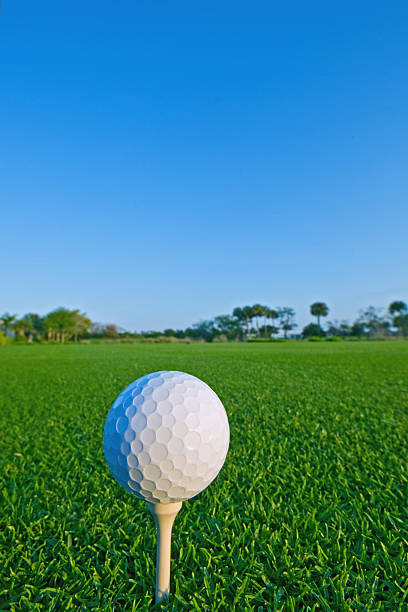 istock golf ball on tee against clear blue sky in florida 118097069