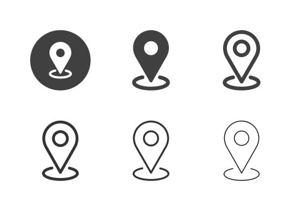 illustrazioni stock, clip art, cartoni animati e icone di tendenza di icone di map pinpoint - serie multi - simboli
