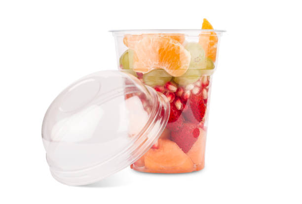 플라스틱 은 모듬 신선한 과일 용기 수 - fruit cup 뉴스 사진 이미지