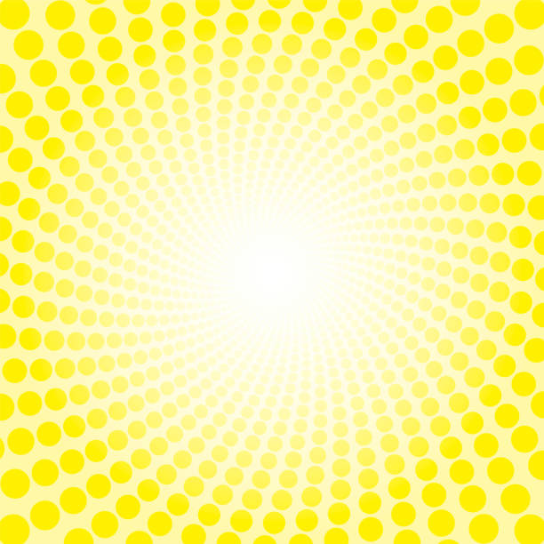 ilustraciones, imágenes clip art, dibujos animados e iconos de stock de patrón de luz solar espiral de frescura amarilla. túnel punteado con centro brillante - ilustración circular retorcida de fondo, hipnótico y psicodélico. - fractal concentric light abstract