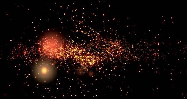 istock Golden confetti bokeh lights on the black background. 3d illustration 1180980346