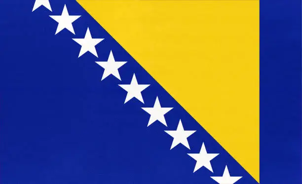Bosnia and Herzegovina national fabric flag textile background. Symbol of international world european country. State official europe sign.