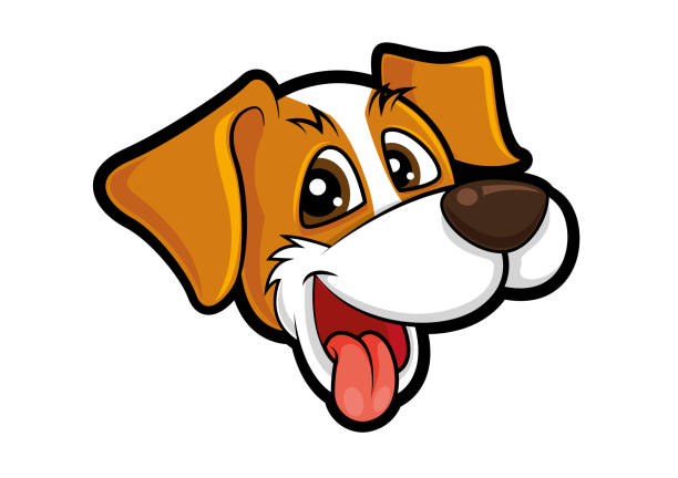ilustrações de stock, clip art, desenhos animados e ícones de cartoon cute beagle puppy - vector character mascot - animal tongue
